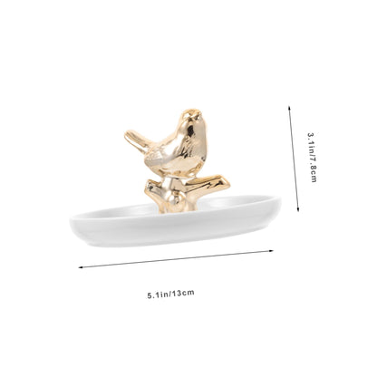 JECOMPRIS Unique Ceramic Jewelry Dish Ring Holder Tray White Tray for Wedding Decor
