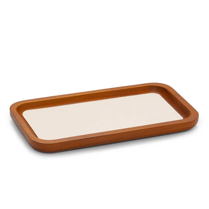 Oirlv Solid Wood Jewelry Display Tray Small Jewelry Tray Rings Earrings Bracelets Necklace Holder Organizer (Rectangle, Creamy-white)