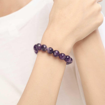 APERCEVOIR Natural Amethyst Bracelet for Women, Men - Handmade 10mm Dream Crystal Beads, Healing & Calming Energy Gemstone Jewelry, Elegant Gift for Birthday, Anniversary, or Meditation
