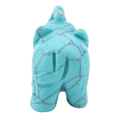 Walfront 1.5inch Elephant Decor, Stone Carved Elephant Sculpture Elephant Crystal Figurine Home Decoration Furnishing Article(Turquoise)