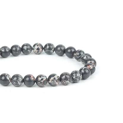 100Pcs Natural Stone 8mm Black Imperial Jasper Round Loose Gemstone Energy Healing Beads Hole Size 1mm DIY Smooth Beads for Bracelet Necklace Earrings Jewelry Making