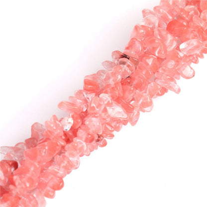 HAAMIIQII 5-8mm Cherry Quartz Crystal Chips Irregular Chip Stones Loose Gemstone Energy Healing Beads for Jewelry Making Strand 30 Inch