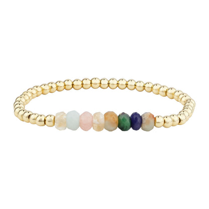 KELITCH Women Silver Stretch Bracelets Turquoise Beaded Bracelet Agate Crystal Cuff Bracelets