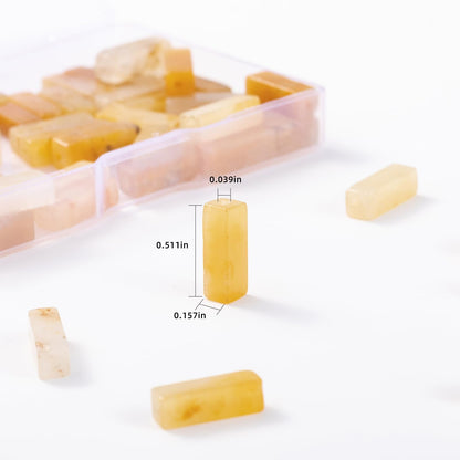 Natural Yellow Jade Rectangle Tube Beads 4x13mm 38cm/str Loose Semi Gemstone Stone Beads for Making Bracelets Necklace Earrings