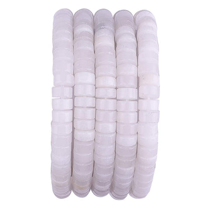 BEADIA Natural White Agate Spacer Beads Caps Loose Semi Gemstone for Beading Jewelry Making 6mmx3mm 38cm