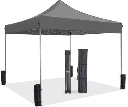 KMFurnila 10x10 FT Pop Up Canopy, Easy Up Canopy Tents for Camping Parties Events, Patio, Beach, Backyard Portable Outdoor Shelter Heavy Duty Instant Sun Shade with Sand Bags