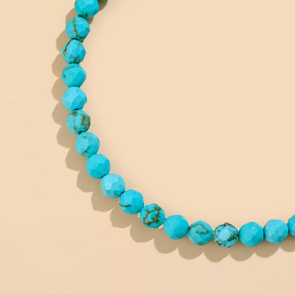 GolbalJew Natural Gemstone Beads Bracelets Healing Crystal Stone Beaded Bracelet for Women Men Handmade Spiritual Jewelry Gifts, 4mm Turquoise Faceted Round Beads