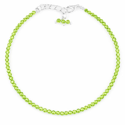Gempires Peridot Bracelet for Women | Dainty Gemstone Beaded Bracelet 2.5 mm | Handmade Minimalist Stacking Bracelet | Adjustable Lightweight Everyday Jewelry | August Birthstone Gift for Her