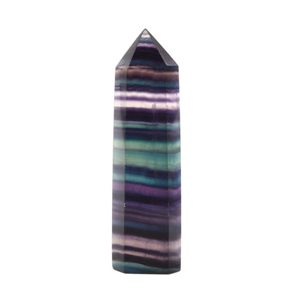 Large Rainbow Fluorite Crystal Tower Healing Crystal Wand For Spiritual Use Hexagonal Point Reiki Chakra Gemstone Home Office Decor