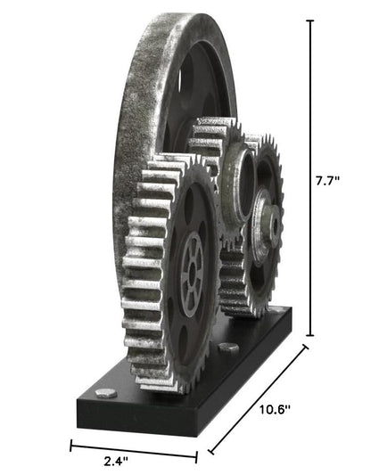 Rmdusk Industrial Steampunk Gear Train Figurine, Cog Wheel Statue, Resin Model, Home Bar Décor Ornament 7.7" H Copper
