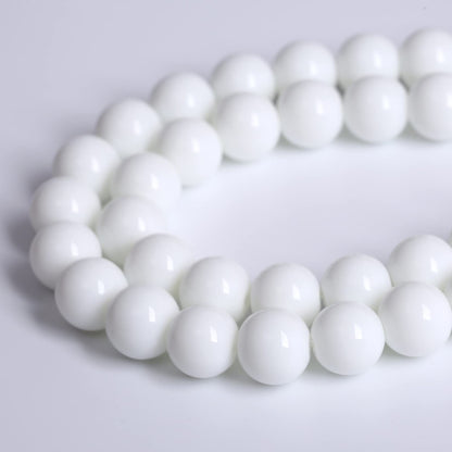 Natural White Porcelain Agates Stone Round Beads for Jewelry Making Spacer Loose Spacers Beads DIY Bracelets 10mm 39pcs 15" Strand