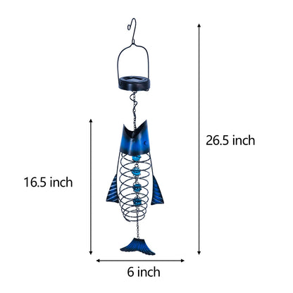 HONGLAND Patio Deals Solar Lanterns Outdoor Waterproof, Fish Lantern Lights, Metal Hanging Garden Decor for Patio & Yard, Gifts for Fishermen, Warm White LED Home Decoration