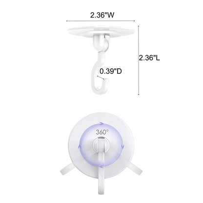 Adhesive Wall & Ceiling Decor Hooks: 4-Pack 3 lbs Heavy Duty No-Drill 360° Swivel Adjustable for Hanging Home Accents Lights Plants Wind Chimes Compatible with 3M Command Strips
