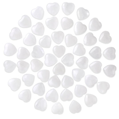 Gerrii 50 Pcs Heart Healing Stone Bulk Quartz Heart Inspirational Stones Gift for Women Love Pocket Polished Natural Energy Balancing Meditation 0.8 Inch(Clear)