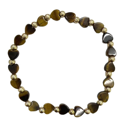 Zian Healing Crystal Stretch Bracelets for Women Men Handmade Colorful Love Heart Round Beaded Adjustable Bracelets Good Luck Yoga Chakra Stone Jewelry Gifts - Tigers Eye