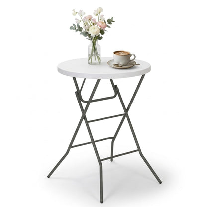 GlowitLian 32" Round Folding Table, Portable Bar Height Folding Table with Detachable Legs, Round Foldable Table with HDPE Top for Standing Parties, Balcony, Event, Indoor Outdoor Use (White, 1 Pack)