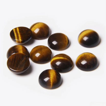 2TTFishoo 20pcs 16mm Natural Stone No Hole Tiger's Eye Semicircle Smooth Cabochons Beads for Jewelry Making Rings Earrings Necklace Bracelet DIY Crafts