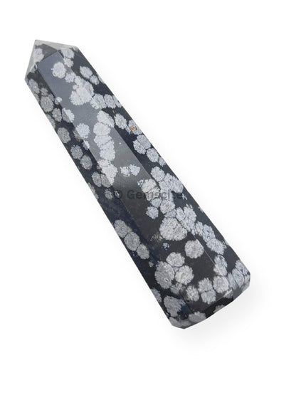 WholesaleGemShop 3 Inch (70 mm) Gemstones Snowflake Obsidian Obelisk Tower Jumbo Facet Aura Rock Crystal Natural Polished Earth Wand Spirit