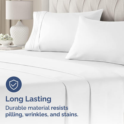 Queen Pillow Cases Set of 4 - Ultra Soft Hotel Quality Pillowcase Covers - Comfy, Cozy & Wrinkle Free - Shrinkage, Stain and Fade Resistant - Machine Washable Pillow Protectors - 4 Piece Set - White