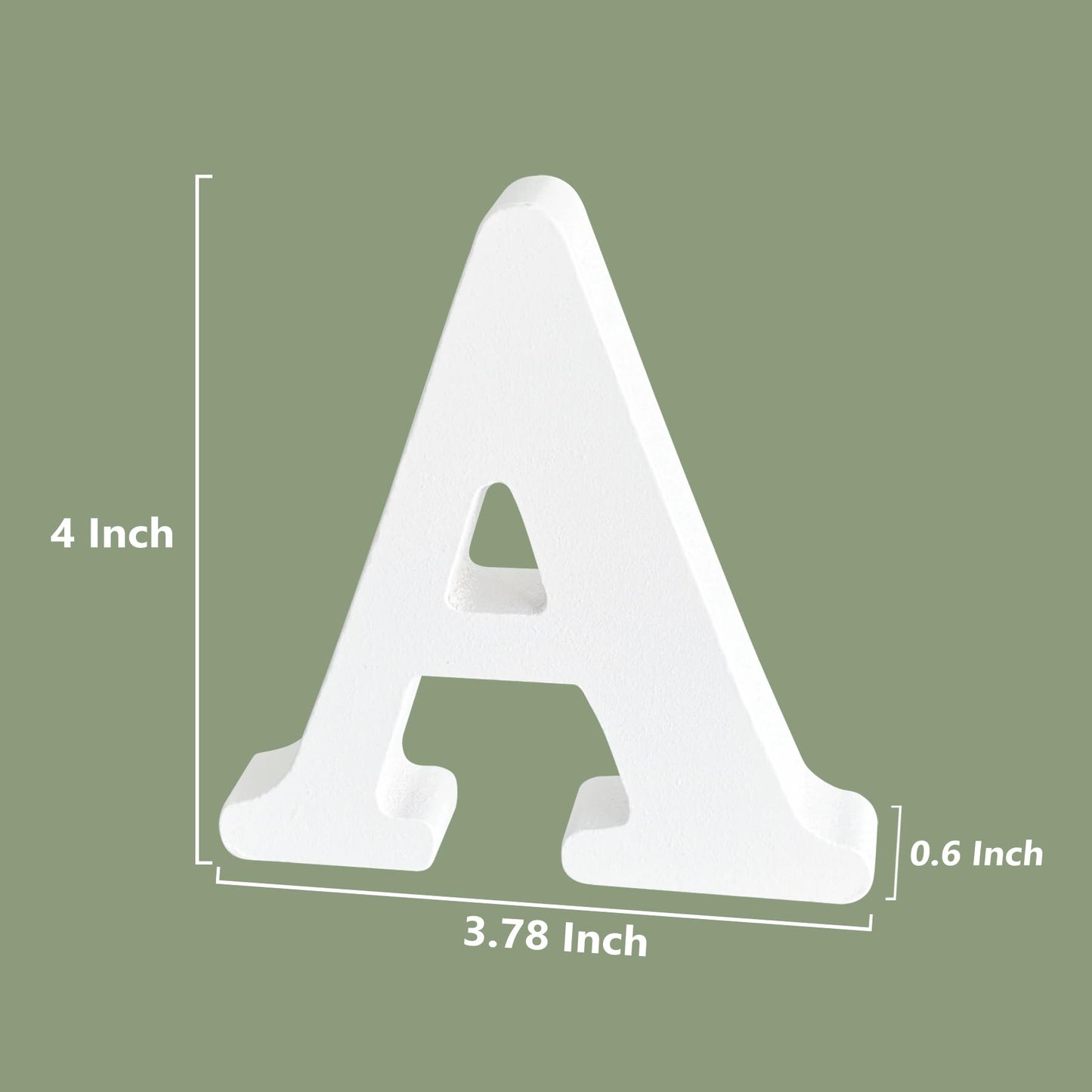 4 Inch Wood Letters, Unfinished Wooden Letters for Crafts, White Marquee Alphabet Letters for Wedding Birthday Party (Letter A)