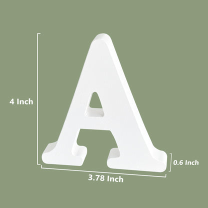 4 Inch Wood Letters, Unfinished Wooden Letters for Crafts, White Marquee Alphabet Letters for Wedding Birthday Party (Letter A)