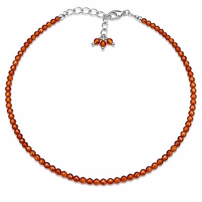Gempires Hessonite Garnet Bracelet for Women | Dainty Gemstone Beaded Bracelet 2.5 mm | Handmade Stacking Bracelet | Adjustable Lightweight Minimalist Jewelry | Brown Orange Crystal Gift for Her