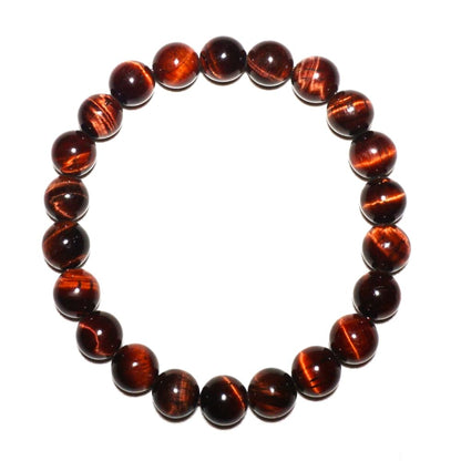 8MM Red Tigers Eye Bracelet for Women Men | Handmade Motivation Energy Protection Root Chakra Crystal Jewelry | Natural Delicate Fire Stone Beads | Beading Tool Kit - Fits for 6.5-7.5" Small Wrist