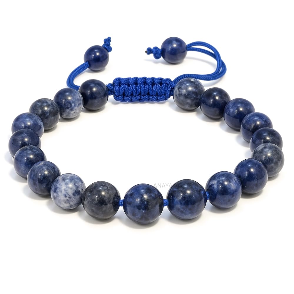 ANAYA AGATE Healing Crystal Bracelet – Chic Gemstone Bracelet for Men and Women – 8mm Round Bead Bracelets for Spiritual Healing, Protection, Positive Energy - Sodalite