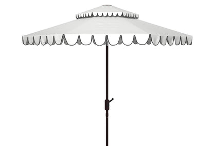 SAFAVIEH 9ft Outdoor Patio Umbrella, Double Top, Venice Collection, Ivory & Black, Crank, Button Tilt, UV Resistant for Deck, Backyard, Poolside (PAT8210E)