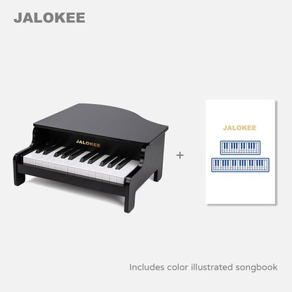 JALOKEE Kids Piano Keyboard, 25 Keys Grand Piano for Kids, Mini Music Educational Instrument Toy, Volume Adjustable, Wood Toy for Toddlers Girls Boys (Black)