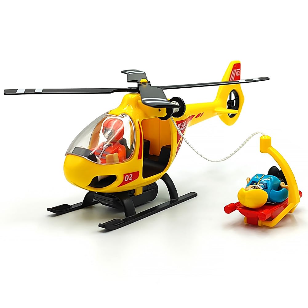 Wooden Train Cars Track Accessories Set Plane Toy with Light and Sound for Train Toys for 3-5-7 Boys Girls Years Old(Rescue Helicopter（with Light and Sound）)
