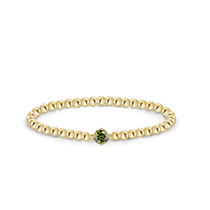 Free bird Dainty Peridot Bracelet 14K Gold Plated Stretchable Birthstone Beaded Bracelet Trendy Stackable August Birthstone