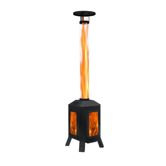 Beneouya Wood Burning Patio Heater with Glass Viewing Window, Glass Tube, Fire Pits for Outside Wood Burning, Outdoor Fire Pit for Backyard, Patio