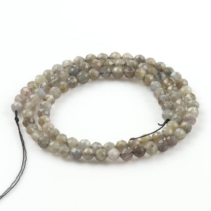 Song Xi 120pcs 3mm Natural Gray Labradorite Gemstone Beads Faceted Round Loose Stone Beads for Jewelry Making