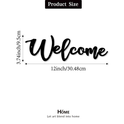 Sanshaoye Welcome Metal Sign, Wall Decor, Home Office Indoor/Outdoor, Gift, Black, 12x9.5 Inches