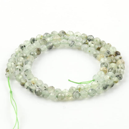 Song Xi 120pcs 3mm Natural Prehnite Gemstone Beads Faceted Round Loose Stone Beads for Jewelry Making