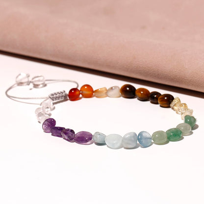 Jewever Irregular 7 Chakra Beaded Anklet Spiritual Energy Reiki Tumbled Stones and Crystals Ankle Bracelets for Women Yoga Meditation