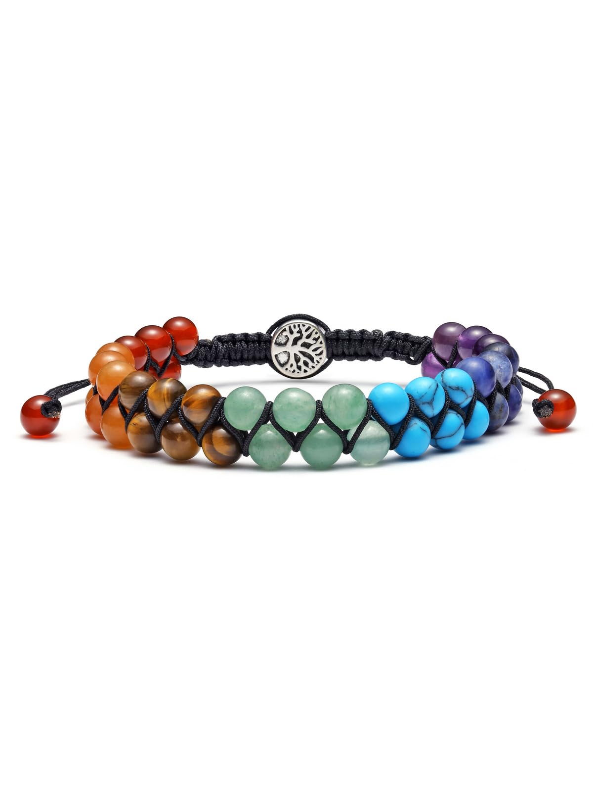 MANIFO 7 Chakra Healing Crystals Bracelet Womens Reiki Stone Rope Braided Gemstone Bracelets with Life Tree Charm Christmas Gift