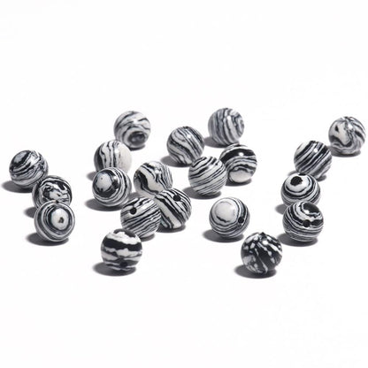 Yochus 45pcs Synthesis Colour Malachite Beads，8mm Black White Striated Ntural Stone Round Loose Beads for Jewelry Making Earring Necklace DIY Crafts