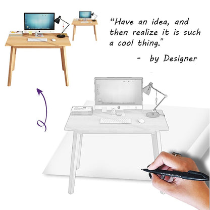 IOTXY Simple Wooden Writing Desk - Modern Minimalist Style PC Laptop Computer Workbench with Solid Wood Legs, 39" W Home Office Work Table for TV Stand Music Video Live Broadcast Workstation, White