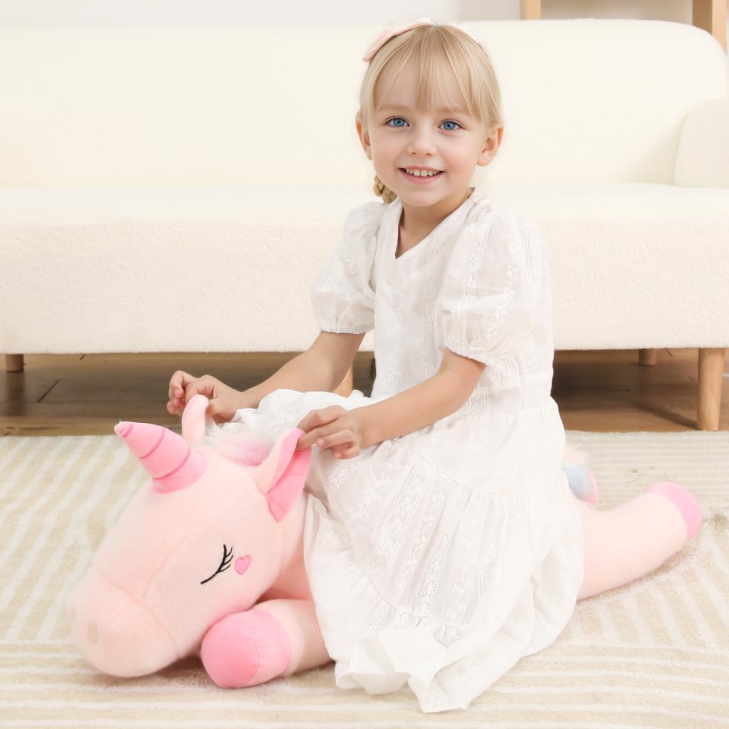 32inch Cute Giant Pink Unicorn Plush, Jumbo Soft Body Pillow Pet, Large Rainbow Unicorn Stuffed Animals Toy, Big Doll for Kids Girls and Boys, Birthday