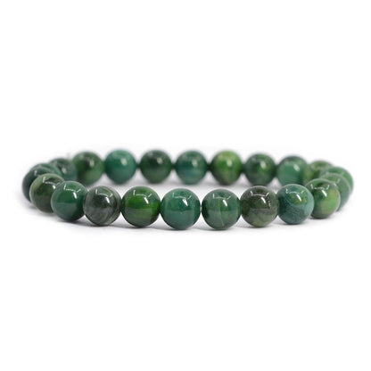 Justinstones Natural African Serpentine Gemstone 8mm Round Beads Stretch Bracelet 7 Inch Unisex