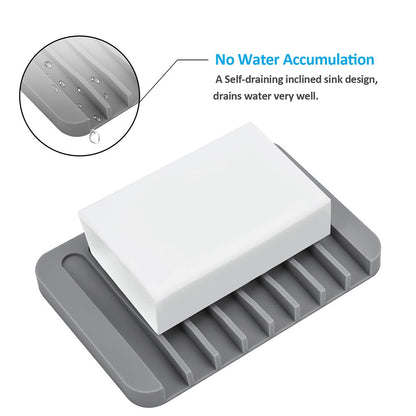 Mcyye Self Draining Soap Dishes, Premium Silicone Soap Holder & Saver for Shower, Bathroom, Kitchen, Bath Tub, Razor, Sponges, Drains Water Very Well, Can Extend Soap Life, Easy Clean