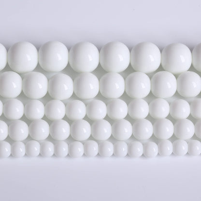 Natural White Porcelain Agates Stone Round Beads for Jewelry Making Spacer Loose Spacers Beads DIY Bracelets 10mm 39pcs 15" Strand