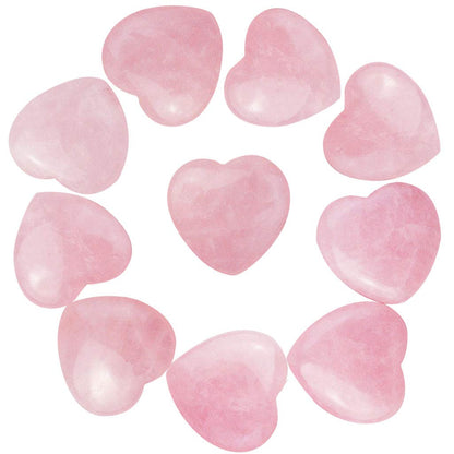 Marrywindix 10 Packs 1 Inch Healing Crystal Natural Rose Stone Heart Love Carved Palm Worry Stone Chakra Reiki Balancing