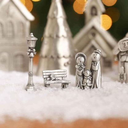 LISA LEONARD DESIGNS Pewter Carolers Christmas Village Collection Christmas Miniature, Festive Village Set Decorations Christian Gift Nativity Scene Add-On for Home