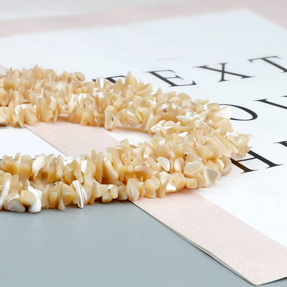HAAMIIQII 5-8mm Natural Brown Mother of Pearl Shell Chips Irregular Chip Stone Loose Gemstone Beads Energy Healing Beads for Jewelry Making Strand 30 Inch