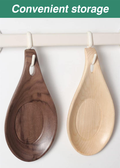 Wooden Spoon Rest for Kitchen, Spoon Holder for Stove Top or Countertop, Perfect Holder for Spatula, Spoons or Tongs(Walnut,Wood)