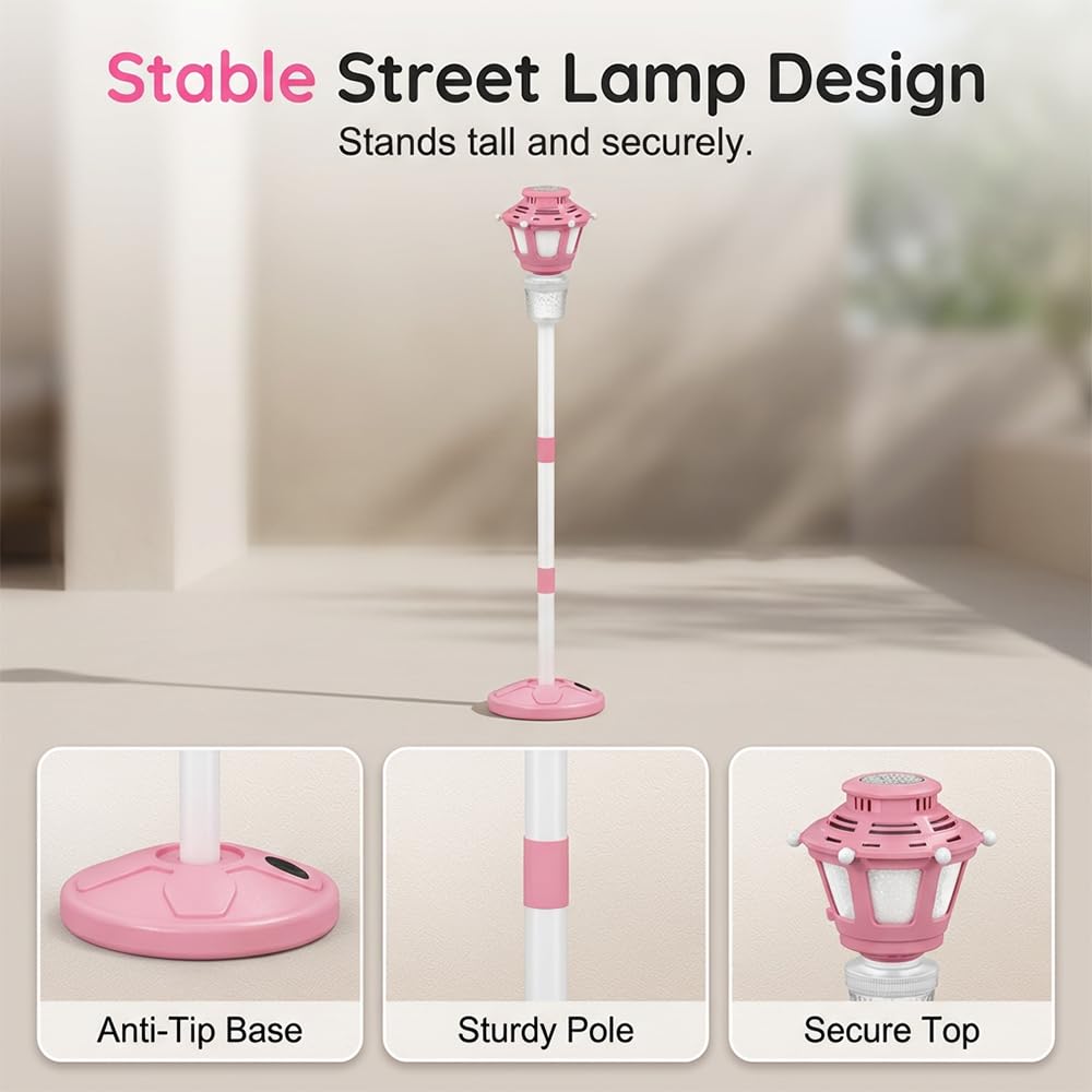 Bubble Machine for Kids, 2026 New 47" Rechargeable Automatic Bubble Maker with Light and Music for Outdoor, Adjustable Height Stand with Detachable Wand, Bubble Solution Included for Party (Pink)
