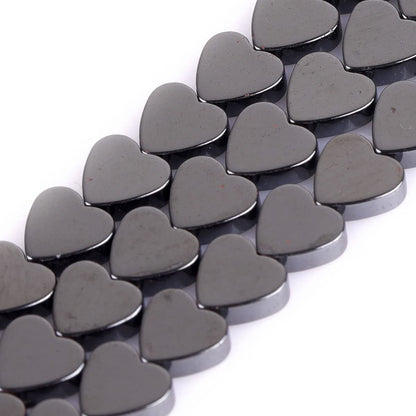 HAAMIIQII 50pcs 8mm Natural Black Hematite Loose Gemstone Beads Heart Shape Spacer Stone Beads for Jewelry Making DIY Bracelets Necklaces Crafting